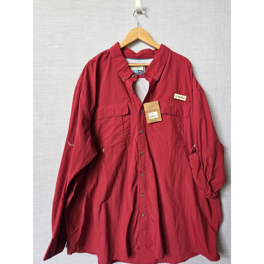 Magellan Outdoors Fishing Shirt Mens 4XL Pass Roll Tab Red Rio Performance NWT